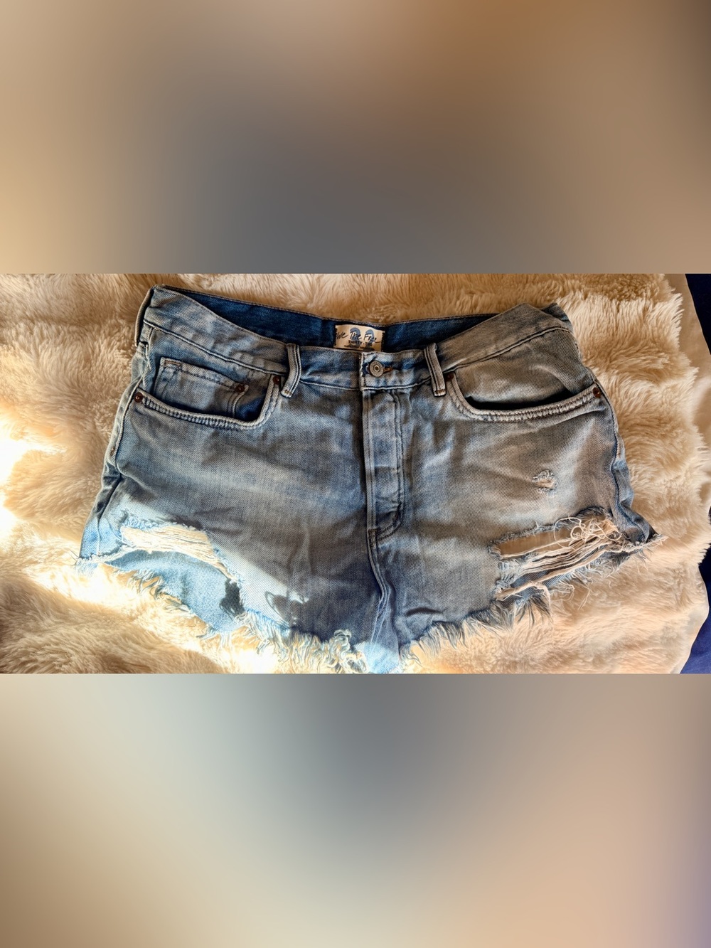 We The Free faded light blue denim cutoff shorts
